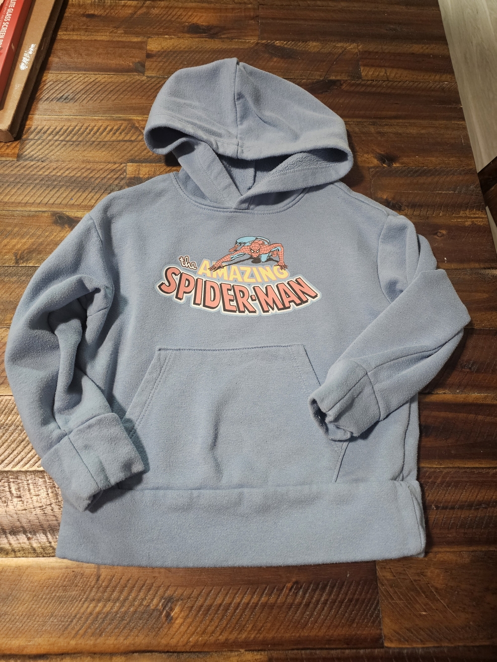 Old Navy Boys Retro Spiderman Blue Pullover Hoodie - Size 5